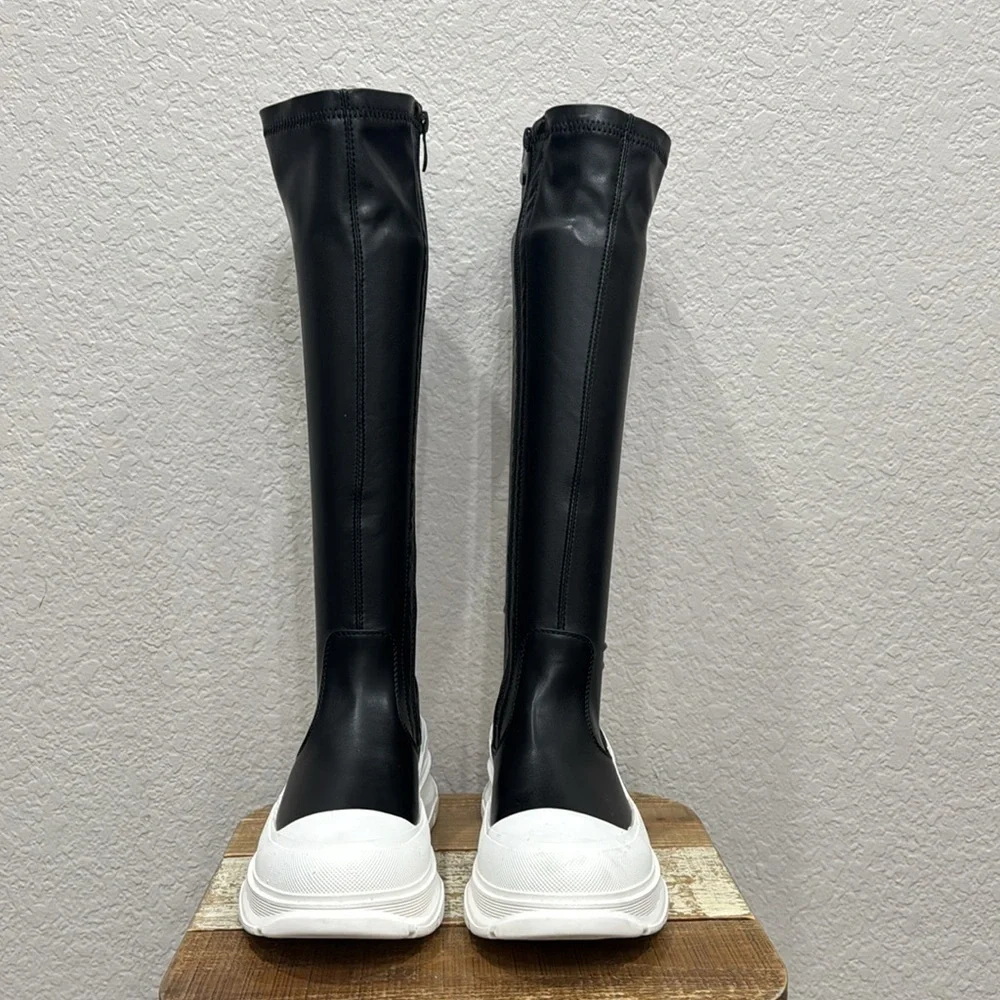 Azalea Wang Lois Faux Leather Platform Sneaker Boots Size 6.5